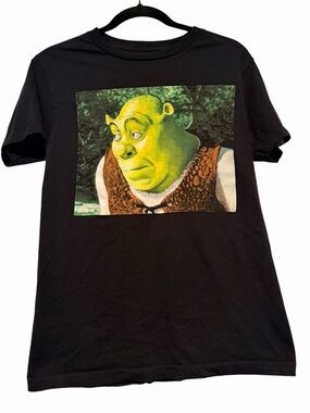 DreamWorks Shrek Black Tee with Green Character Print Size Small